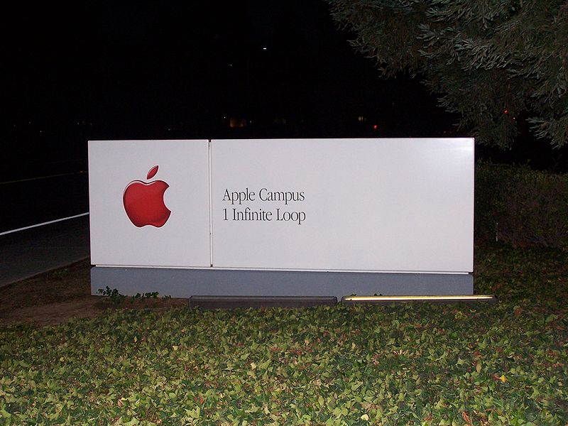 Apple Headquarters Sign AtNight