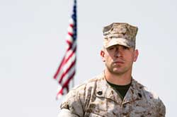 Proud Marine with Flag in the background