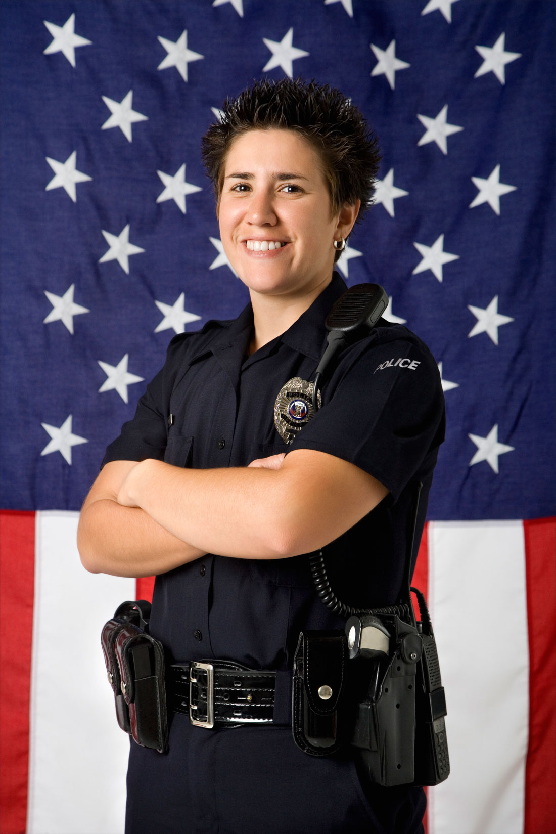 Policewoman and flag