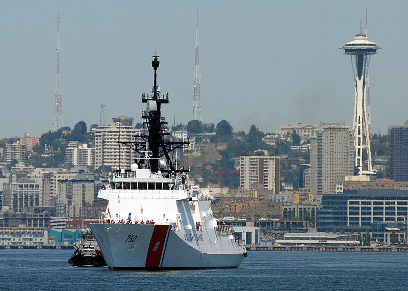 US Navy 090728-N-9860Y-001 The U.S. Coast Guard cutter USCGC Bertholf (WMSL 750), based in Alameda, Calif., maneuvers through Elliot Bay to the Port of Seattle to participate in the 60th annual Seattle Seafair